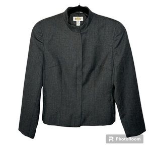 Talbots 100% Wool Gray Zip-up Blazer Jacket Size 6